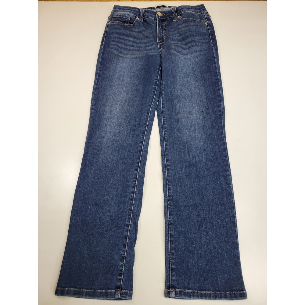 Crown & Ivy Straight Jeans Womens Size 6 Medium Wash Stretch Mid Rise...